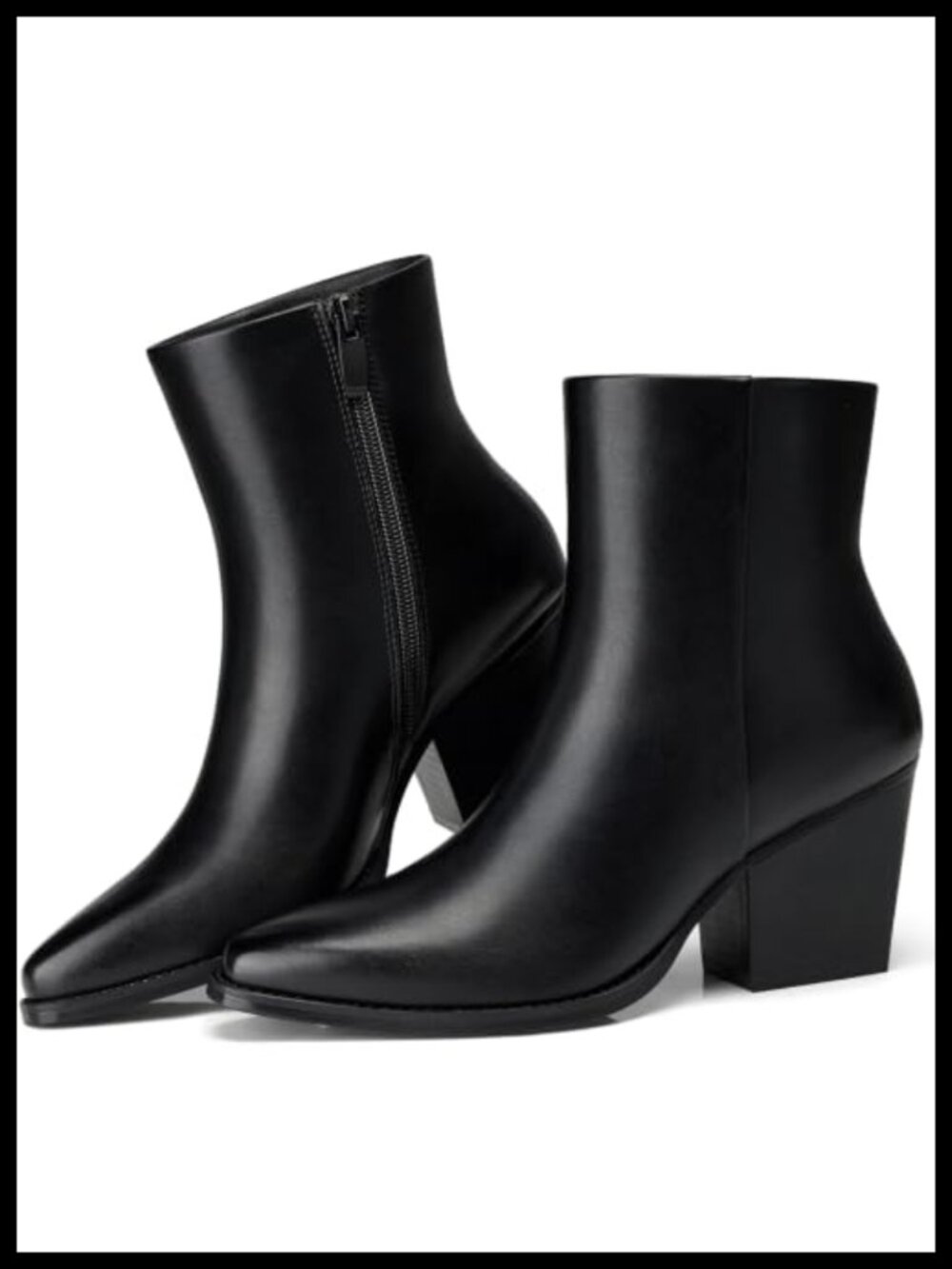 Women's Pointed Toe Ankle Boots Block Heel Comfort Cushion Zip Water Resistant